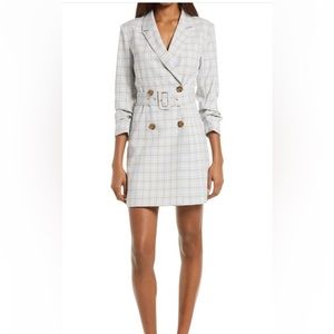 Adelyn Rae Windowpane Check Blazer Mini Dress